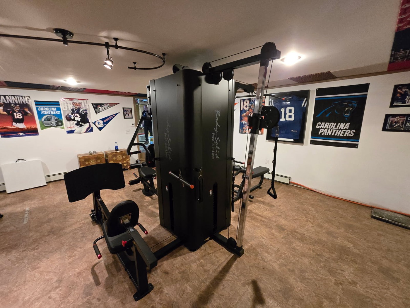 Body-Solid multi-station home gym installed in a basement